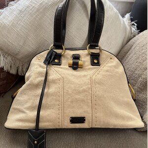 [SOLD]    Authentic Yves Saint Laurent YSL Muse Bag Canvas & Leather